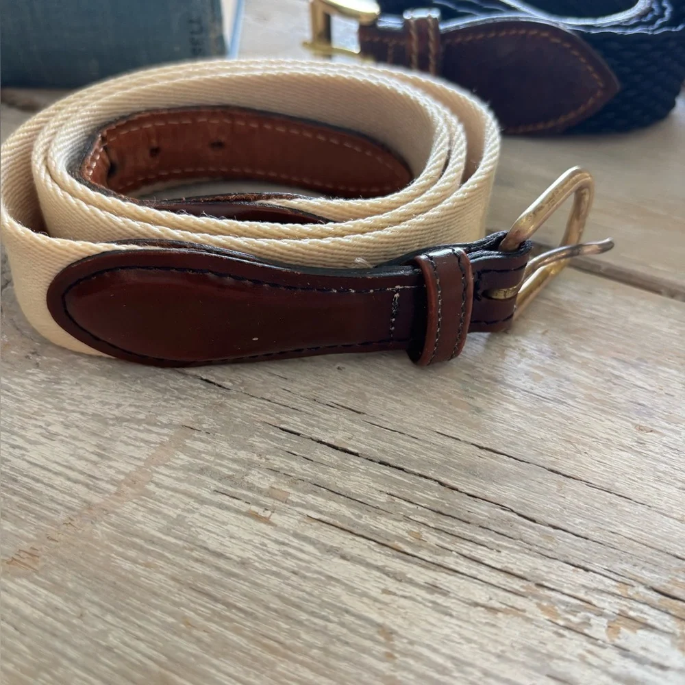 Vintage Cole Haan Woven Belt. Cream Brown Men’s Sz-40 Length-43” No Stretch